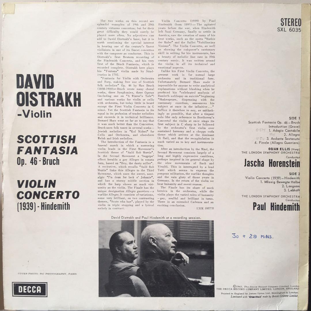 Bruch, Hindemith, David Oistrakh, London Symphony Orchestra