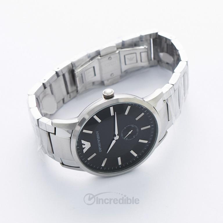 NEW Emporio Armani Classic Black Dial Stainless Steel Watch AR9107