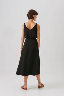 OSN OUR SECOND NATURE Crepe High-Waisted Flare Midi Skirt in Black #blogshopparty