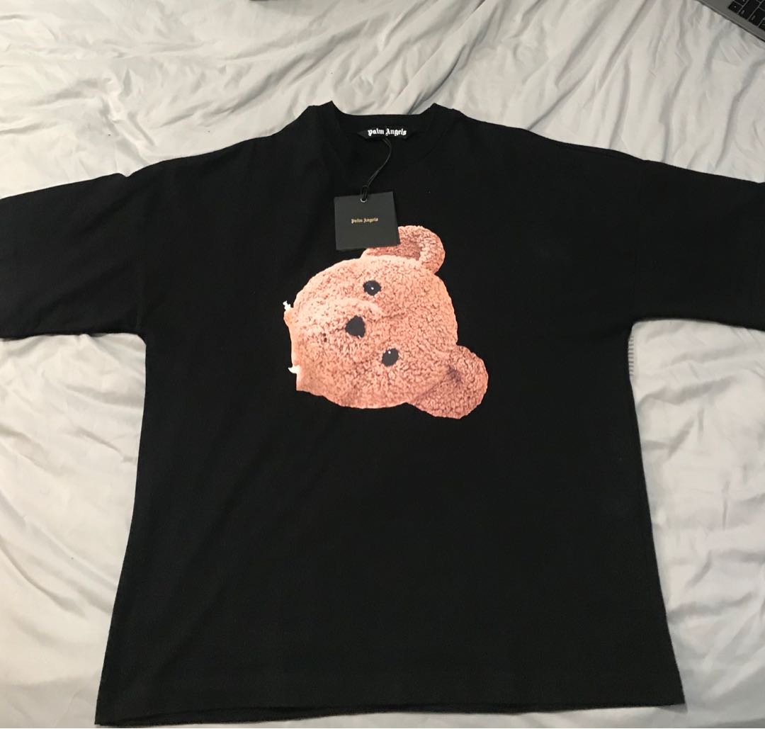 Palm Angels Black Big Bear Oversized T-shirt With Teddy Bear On The Front  And Brand Name On The Back. for Men