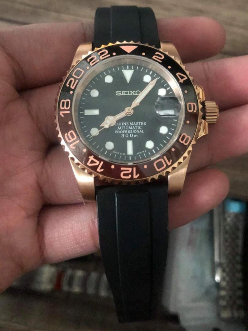 Rootbeer Homages Mod watch Seiko / Rolex (Category: Luxury Watches) located in Manila. Submitted by markwrist07 (Listing ID 1084515020, Image 1). Description: Seikolex Homage Mods 40mm restocked and repriced at PHP14,999! PM us for orders! 🙏 New and Improved 904L stainless steel Seikolex Homage Mod 40mm • SUBMARINER • YACHTMASTER • GMT Specifications: - 904L stainless steel Sub Case 40mm - Sapphire Crystal with date cyclops - 904L Solid Links an