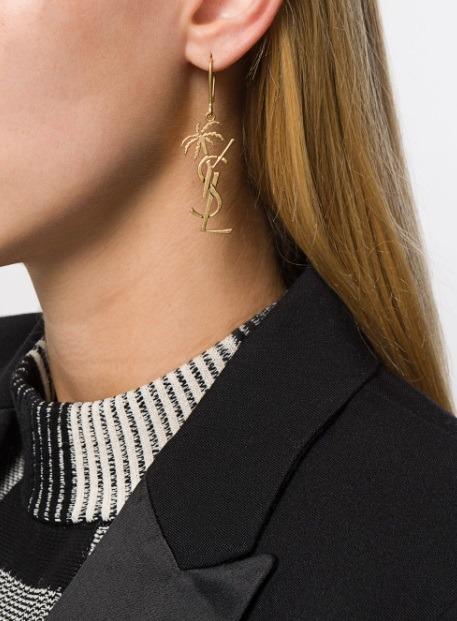 Monogram palm earrings in on sale metal