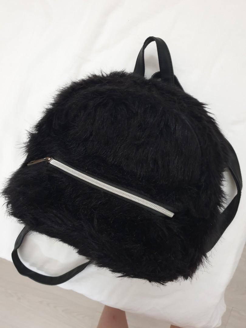 black fur backpack
