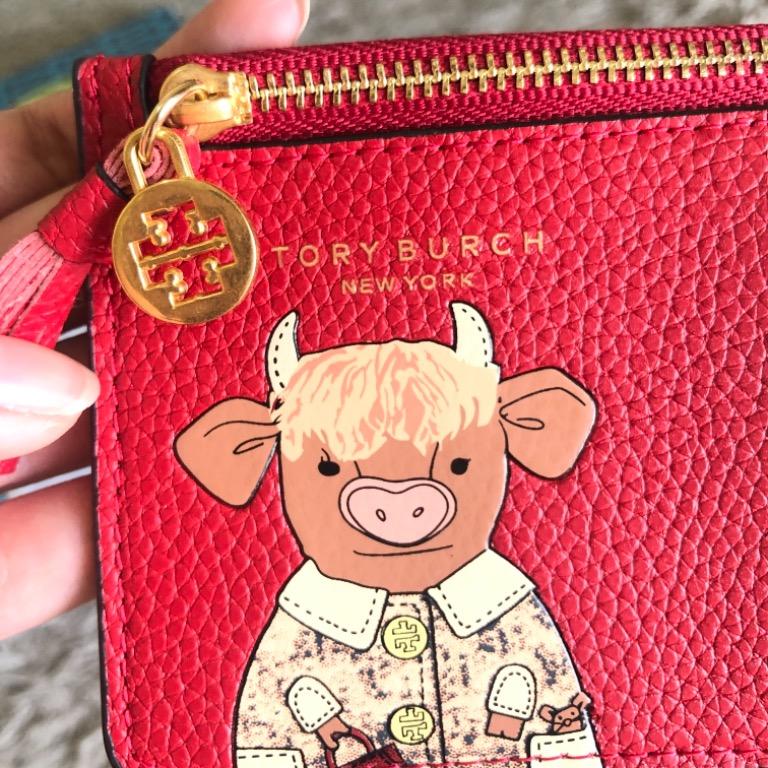 Tory burch cow card holder wallet dompet kartu, Fesyen Wanita, Tas & Dompet  di Carousell