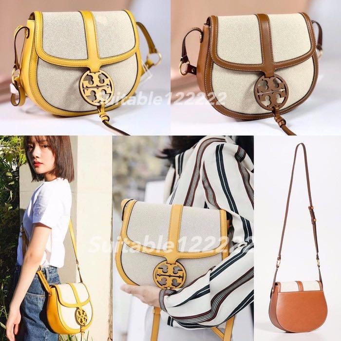 Tory Burch Miller Canvas Saddle Bag Size 23 x20 x 6