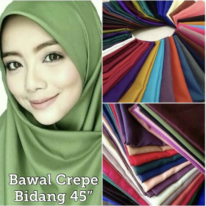 Tudung Bawal Crepe Bidang 45 Women S Fashion Muslimah Fashion Hijabs On Carousell