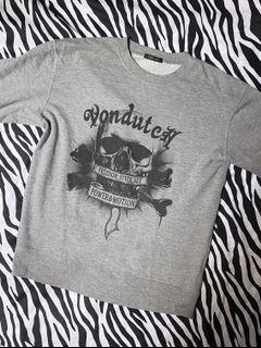 Von Dutch grunge skull grey crewneck thrift y2k goth sweater top