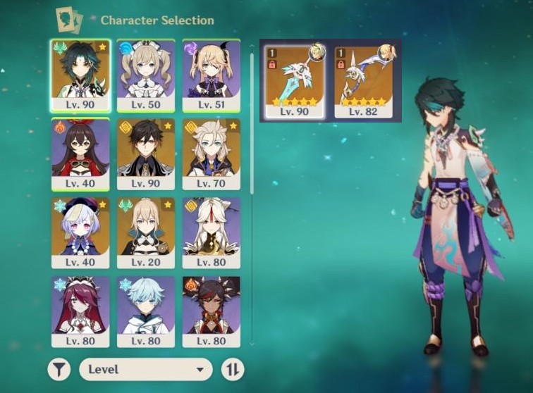 Xiao, Jean, Qiqi, Zhongli, Albedo, Skyward Blade, Amos Bow Genshin