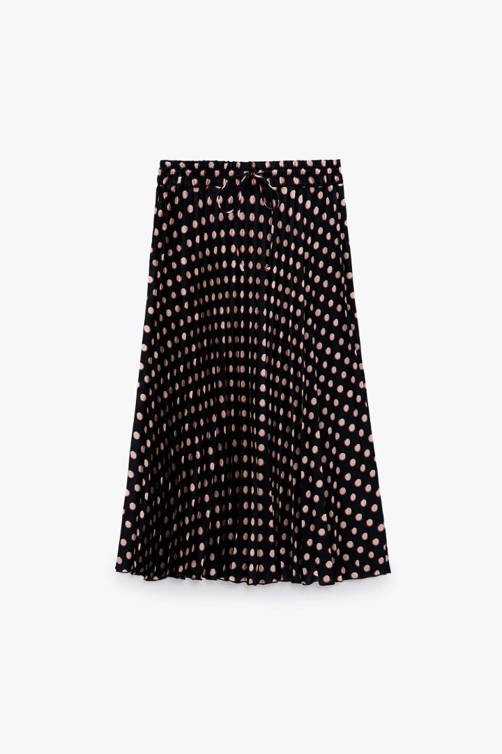 Polka dot pleated skirt zara clearance