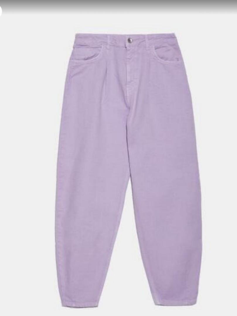 Zara sluchy lilac jeans, Fesyen Wanita 