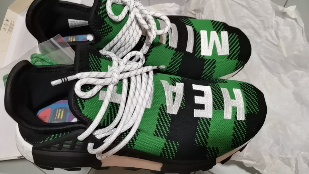 Adidas nmd hu pharrell x bbc green plaid deals
