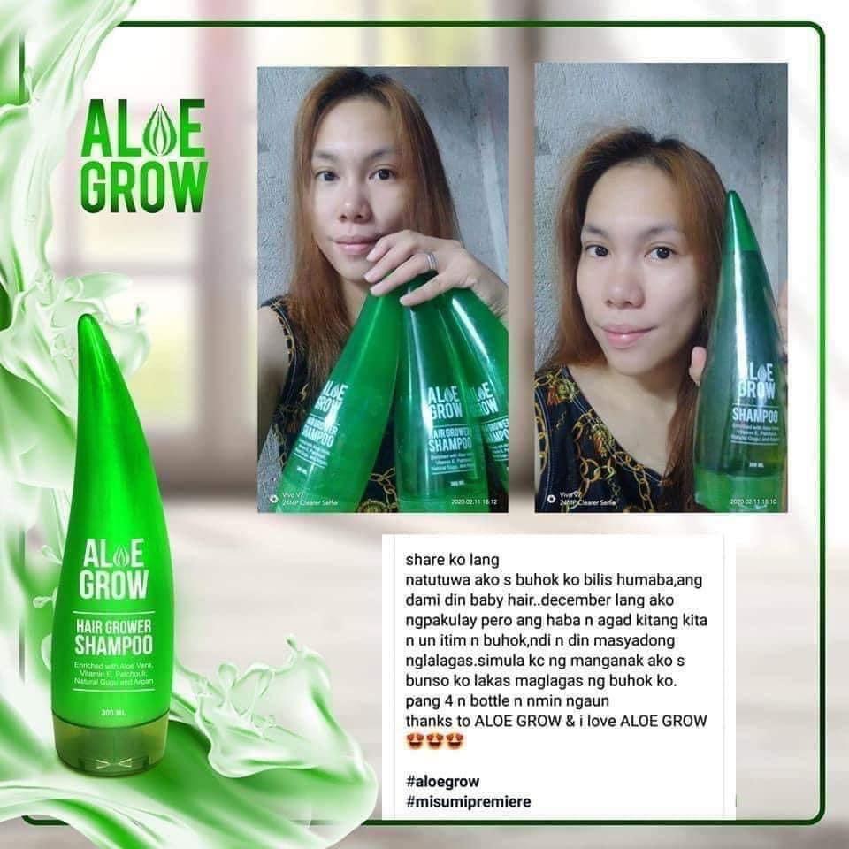 Aloe Grow Shampoo (Category: Hair) located in Mandaluyong City. Submitted by charlaloooo (Listing ID 1079282388, Image 2). Description: ALOE GROW HAIR GROWER SHAMPOO 100% sure na gawang Misumi ito! 😉 Buhok mo ba ay: ▪️naglalagas? ▪️numinipis? ▪️dry scalp? ▪️may dandruff? Subukan ang ALOE GROW 300ml Hair Grower Shampoo! Ingredients: ALOE VERA - Aloe vera contains proteolytic enzymes, which help heal and repair the damaged cells in your scalp. VIT