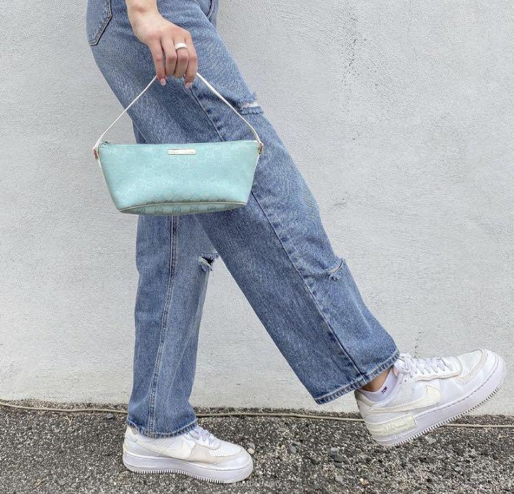 Authentic Gucci baby blue diamante canvas boat bag rare find collectors item good investment Luxury Bags Wallets on Carousell