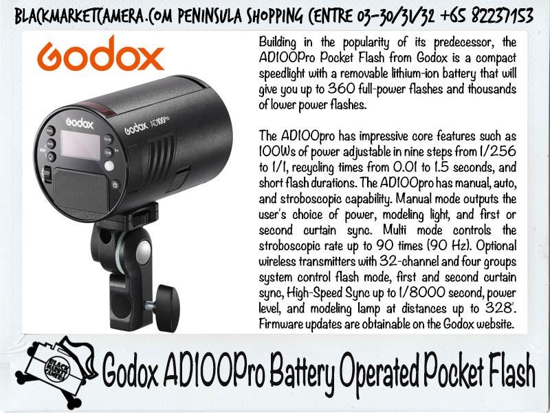[BMC] Godox AD100/AD200/AD300 Pro Battery Operated Pocket Flash Strobe/ S2 Bracket/ AK-R1/ WB100/ WB29/ WB300P Battery/ Charger/ AD-S60S Softbox/ AD-L/ BD-07/ EC200/ H200R For AD200 62863070661891111