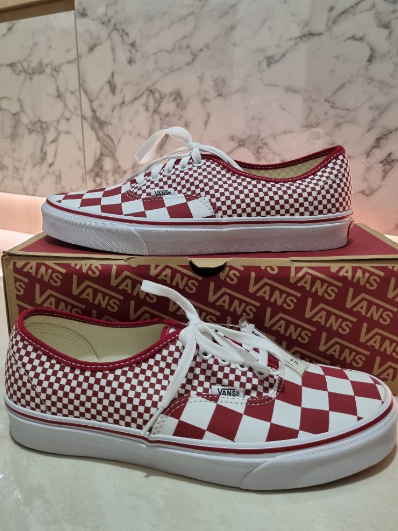 Brand New red Vans checkered shoes sneakers Women s Fashion