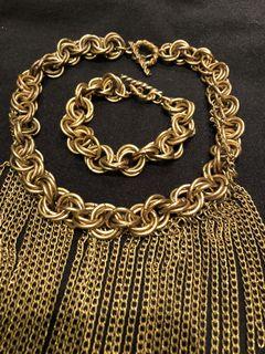 Bronze gold chain necklace and bracelet set