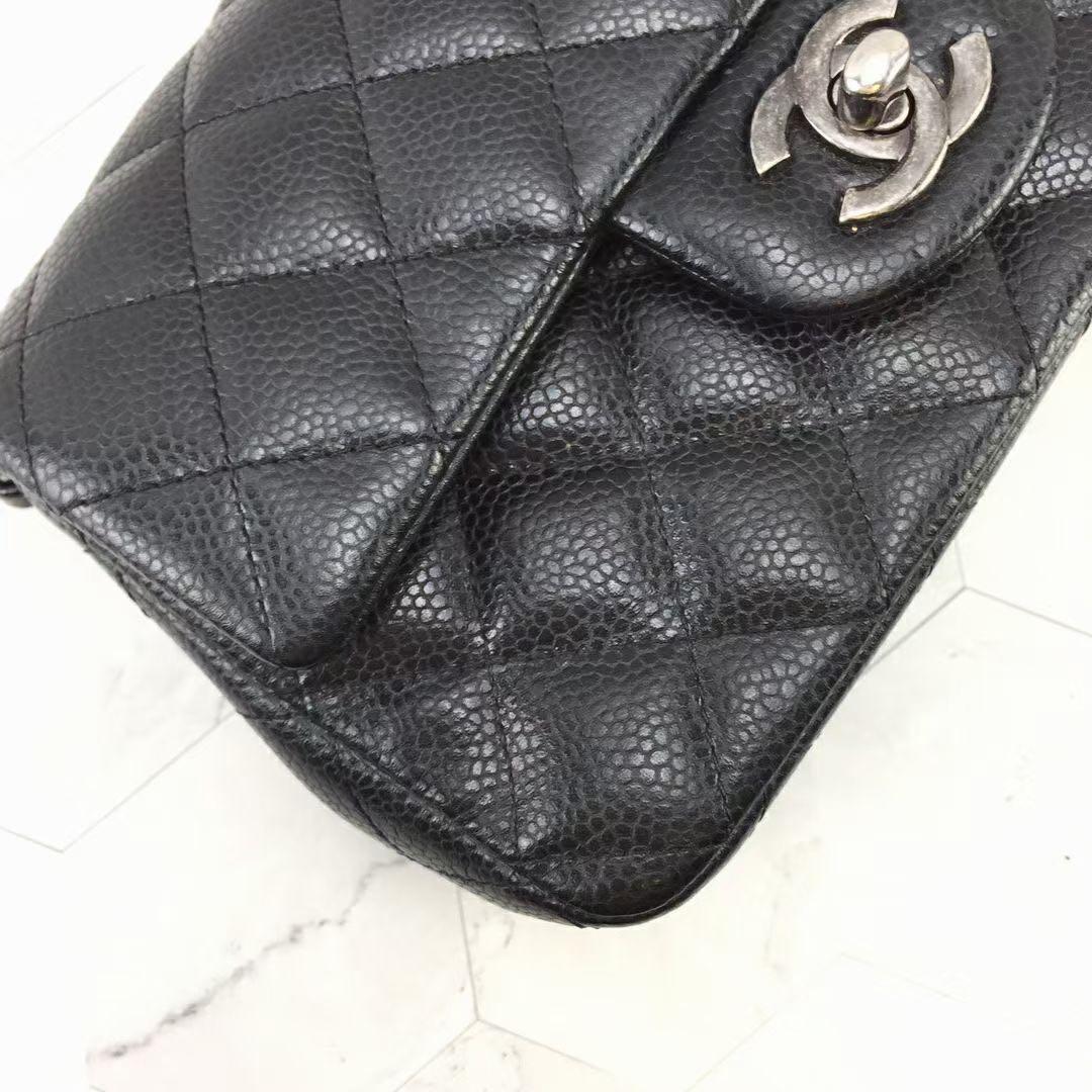 Chanel Caviar Mini Rectangle Rectangular Flap Bag in black and ruthenium  silver hardware, Luxury, Bags & Wallets on Carousell
