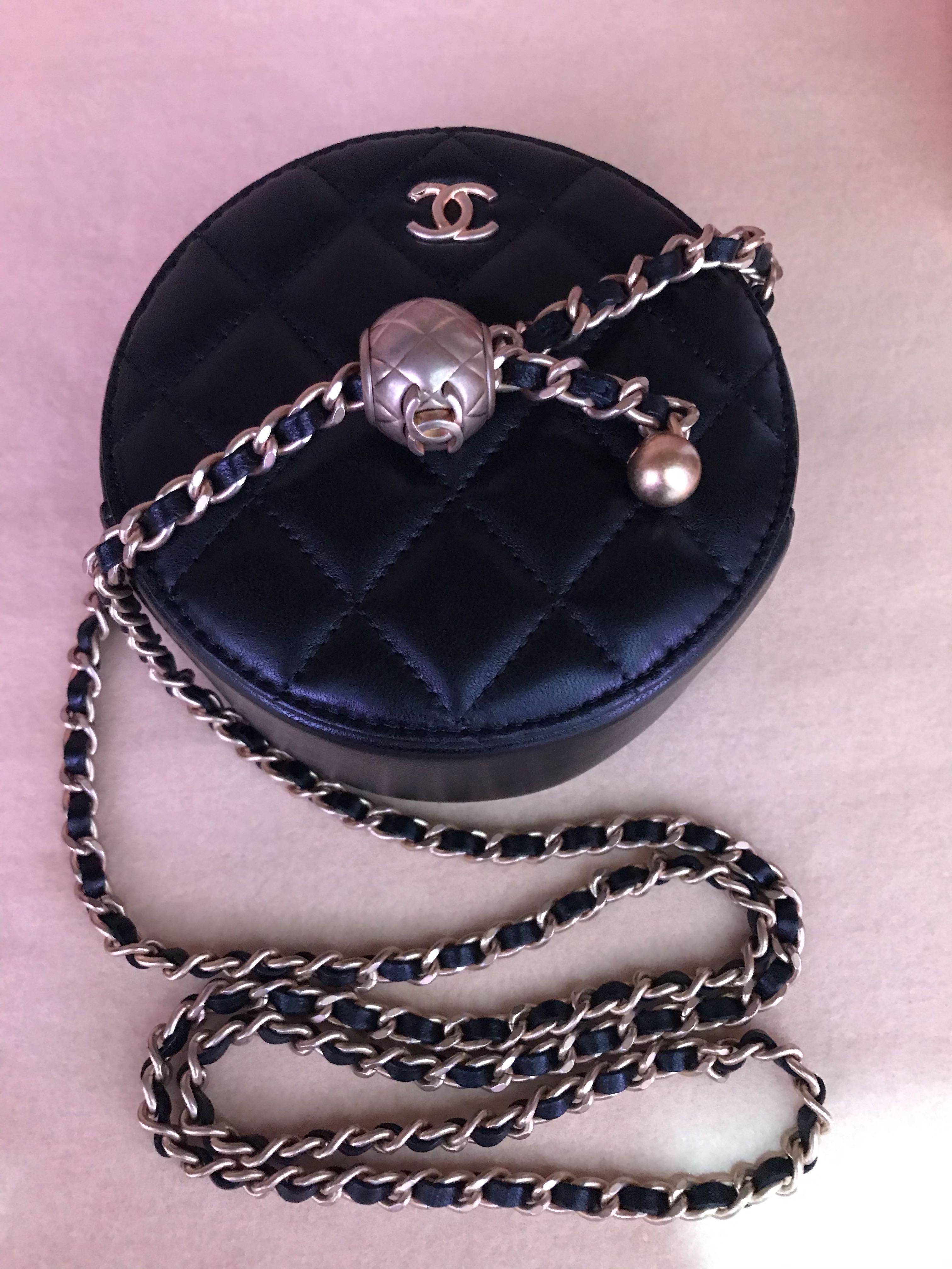 Chanel round clutch with chain full set 2021, Luxury, Bags & Wallets on