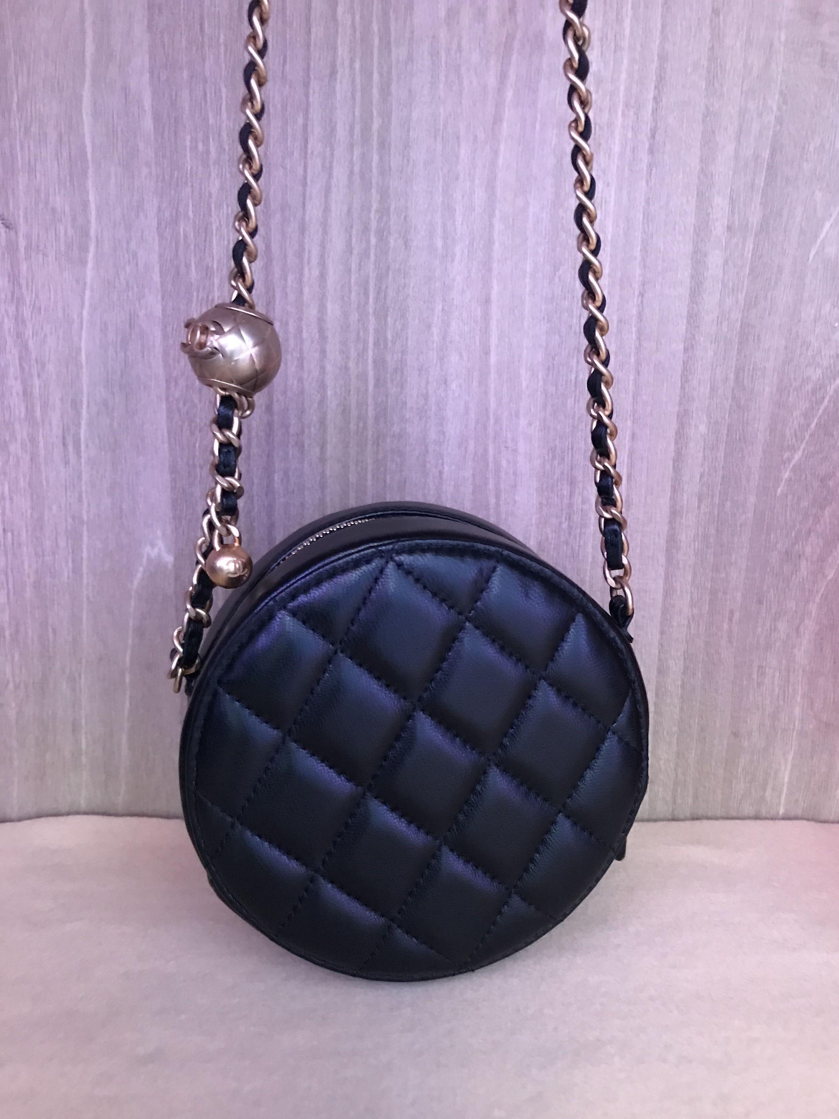 Chanel round clutch with chain full set 2021, Luxury, Bags & Wallets on
