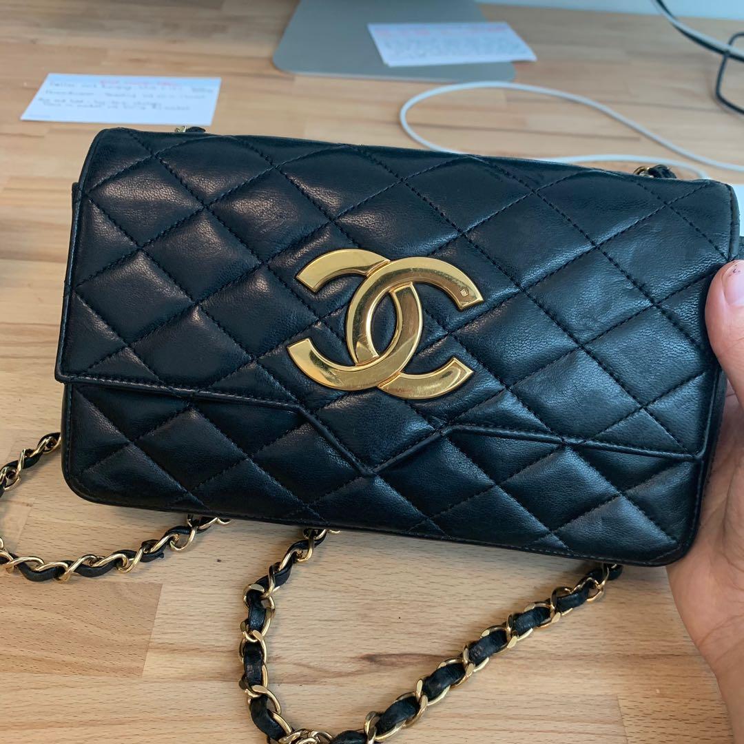 Chanel Mini Lambskin Vintage CC 90S Crossbody Tote Rare For Sale at 1stDibs