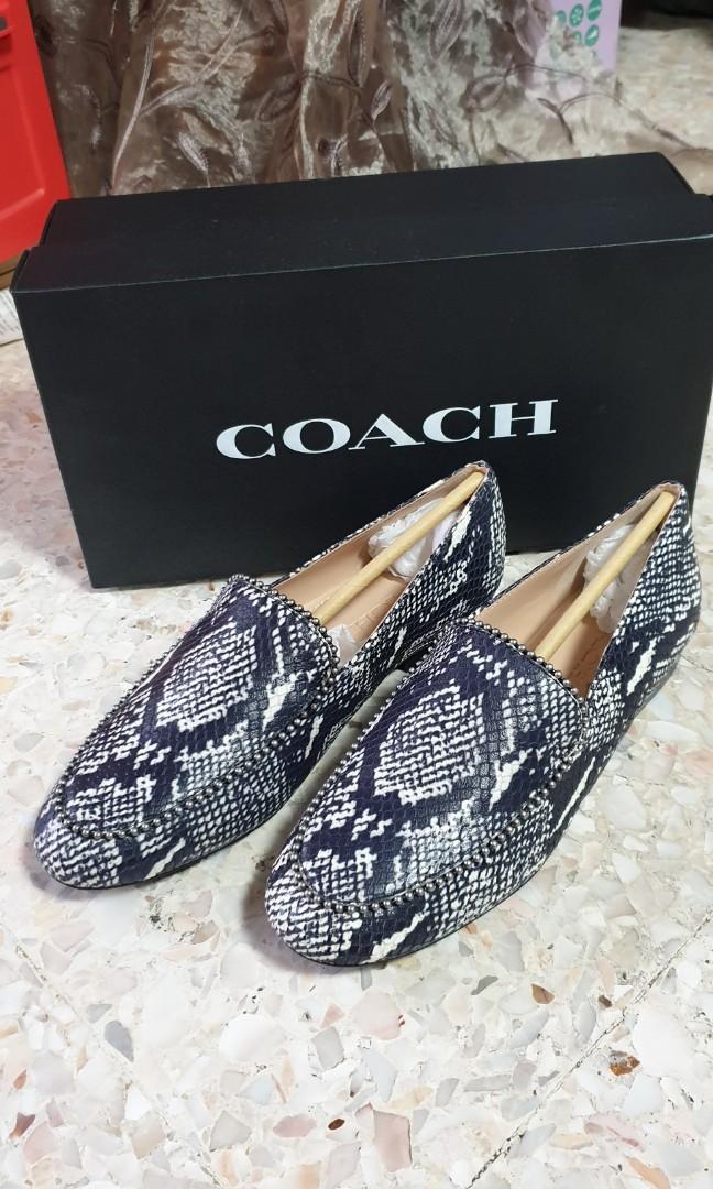 COACH HARPER BEAD PYTHON PRINT LEATHER LOAFERS