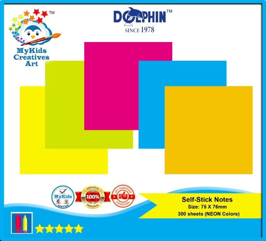 DOLPHIN SELF STICK NOTES (NEON COLORS), Hobbies & Toys, Stationery ...