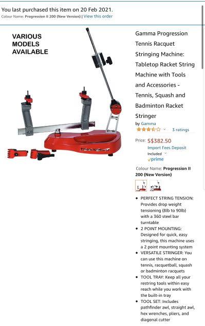 Gamma Progression Tennis/Badminton Racquet Stringing Machine, Sports ...