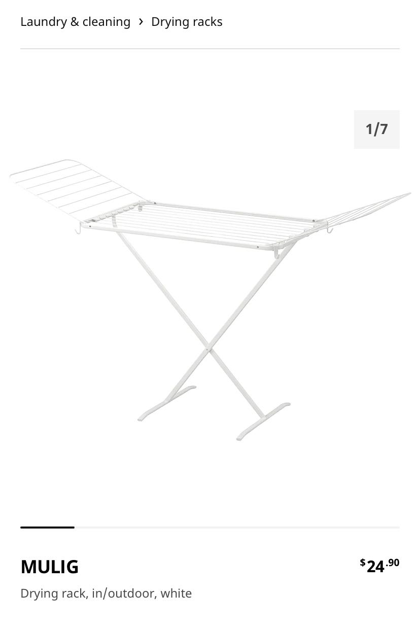 IKEA Mulig Drying Rack White with Pegs, Furniture & Home Living
