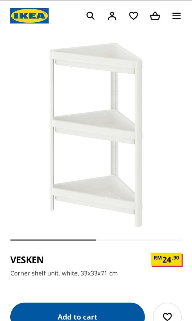 VESKEN Corner shelf unit, white, 33x33x71 cm (13x13x28) - IKEA CA