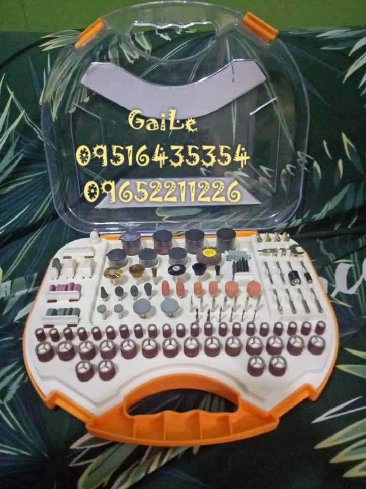 INGCO 250pcs. Accessories for Mini Die Grinder (Category: Construction Tools & Equipment) located in Caloocan City. Submitted by abieghail (Listing ID 1079175742, Image 1). Description: INGCO 250pcs. Accessories for Mini Drill Set - AKMG2501 Price : ₱1,650 SPECIFICATIONS: ►76pcs Cutting disk ►60pcs Sanding paper ►1pcs Rubber grinding wheel ►10pcs Grinding wheel with shank ►4pcs Rubber polishing wheel ►5pcs Felt wheels ►1pcs Felt wheel point ►1pcs