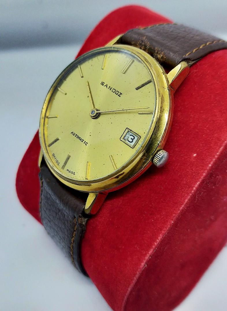 Jam Tangan Sandoz Two Hands Gold Plated Automatic Swiss Vintage