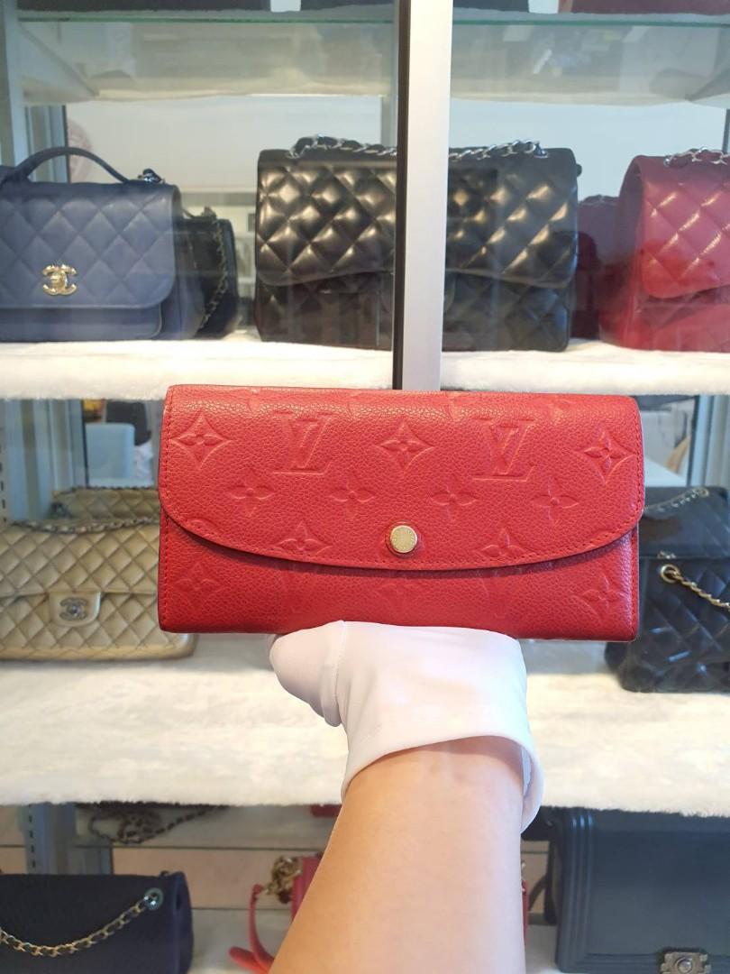 Louis Vuitton Red Empreinte Emilie Wallet, Luxury, Bags & Wallets on  Carousell