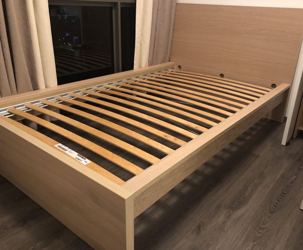 MALM bed frame with LUROY slatted bed bae, Furniture & Home Living