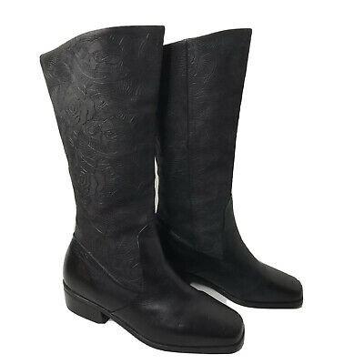 Markon Suela Black Floral Tooled Leather Boots Women s Fashion Footwear Boots on Carousell