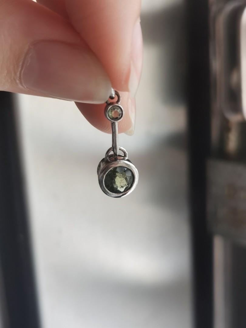Moldavite belly deals button ring