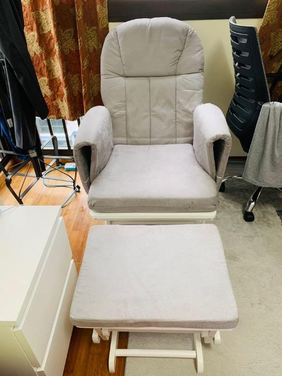 Mothercare Reclining Glider Chair White with Grey Cushion, Furniture