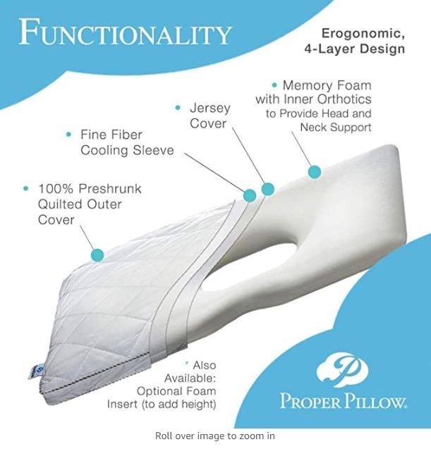 Proper Pillow The Back and Side Support Sleep Pillow (Item Code 256) (Category: Other Assistive Aids) located in Marikina City. Submitted by skowshop (Listing ID 1079326387, Image 3). Description: Brand: Proper Pillow The Proper Pillow is a revolutionary, new, sleeping pillow designed for your comfort and health It provides proper support to the head and neck for both side and back sleeping positions The Proper Pillow has two components: The plus