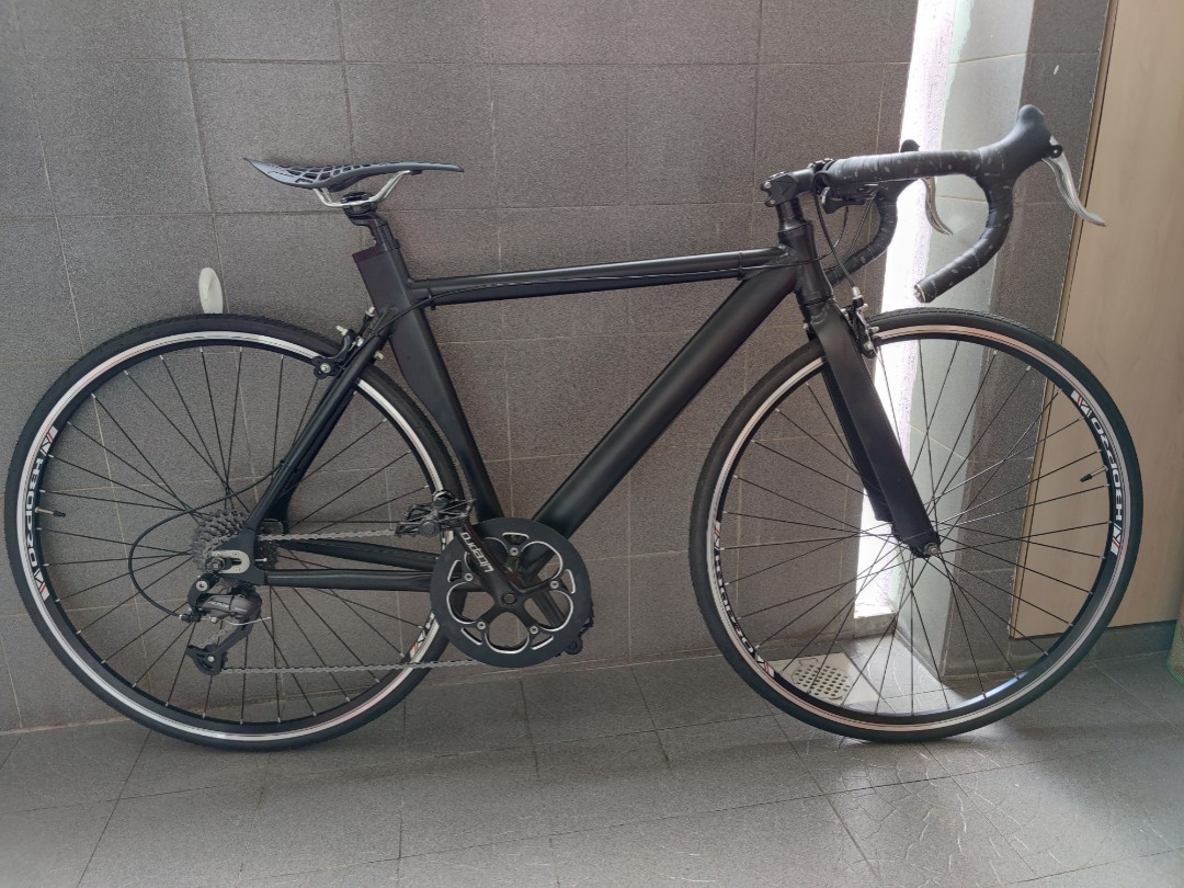 Matte black road store bike
