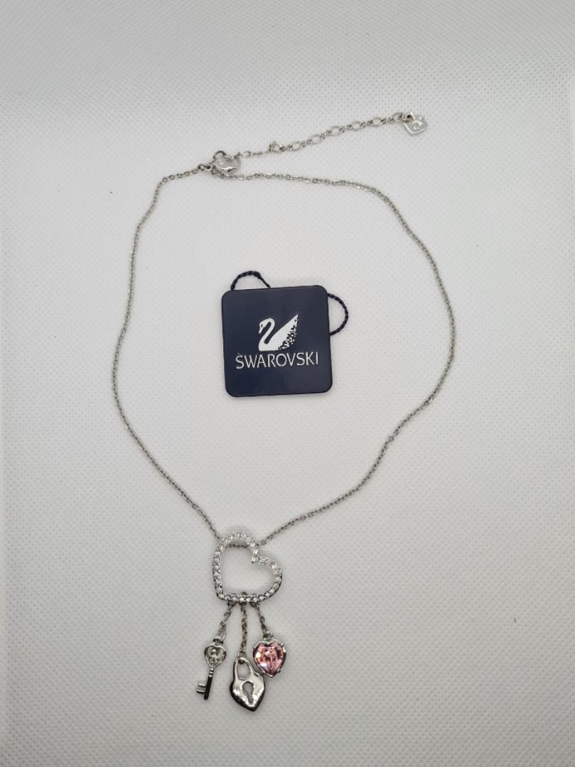 Swarovski heart key and lock necklace without box blue crystal pendant with necklace