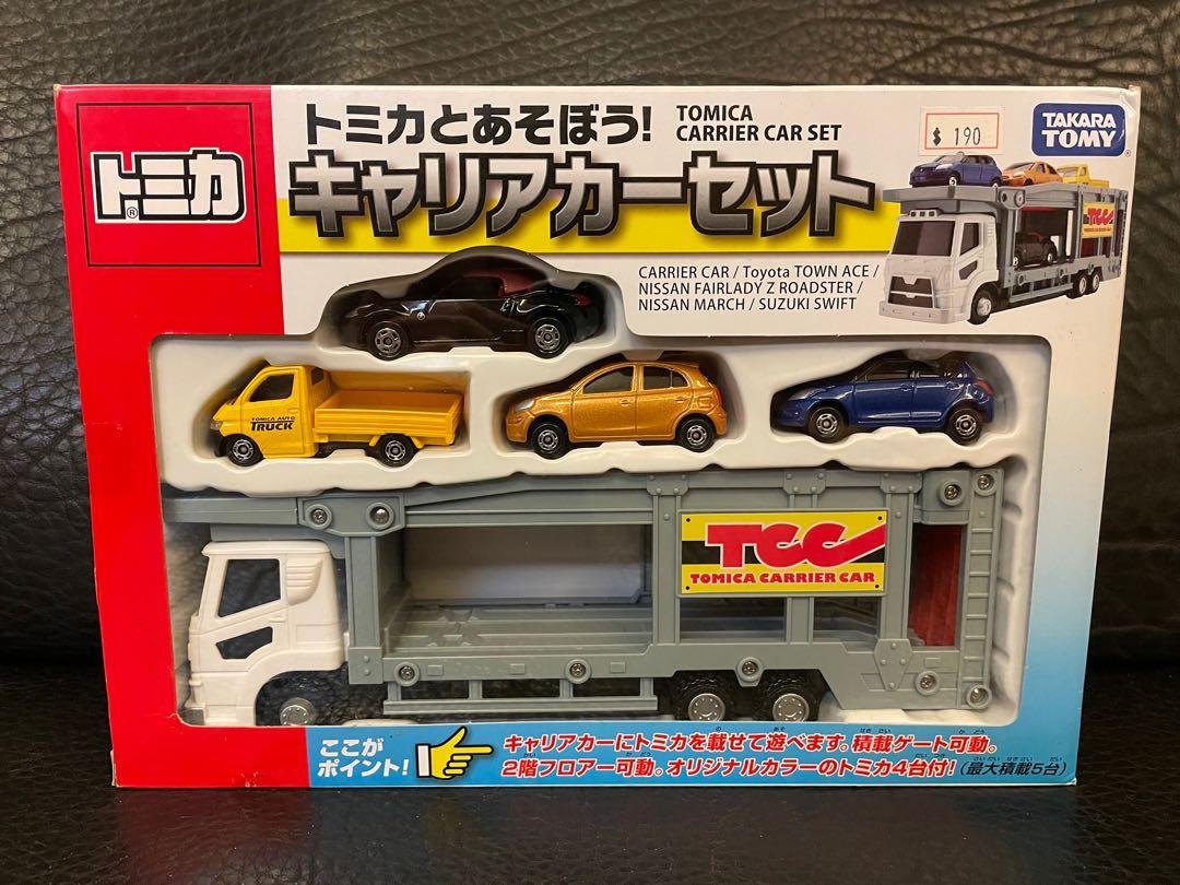 Takara Tomy Tomica Carrier Car Set 包括 Carrier Car Nissan Fairlady 2 Roadster Toyota Town Ace Truck Nissan March Suzuki Swift 玩具 遊戲類 玩具 Carousell