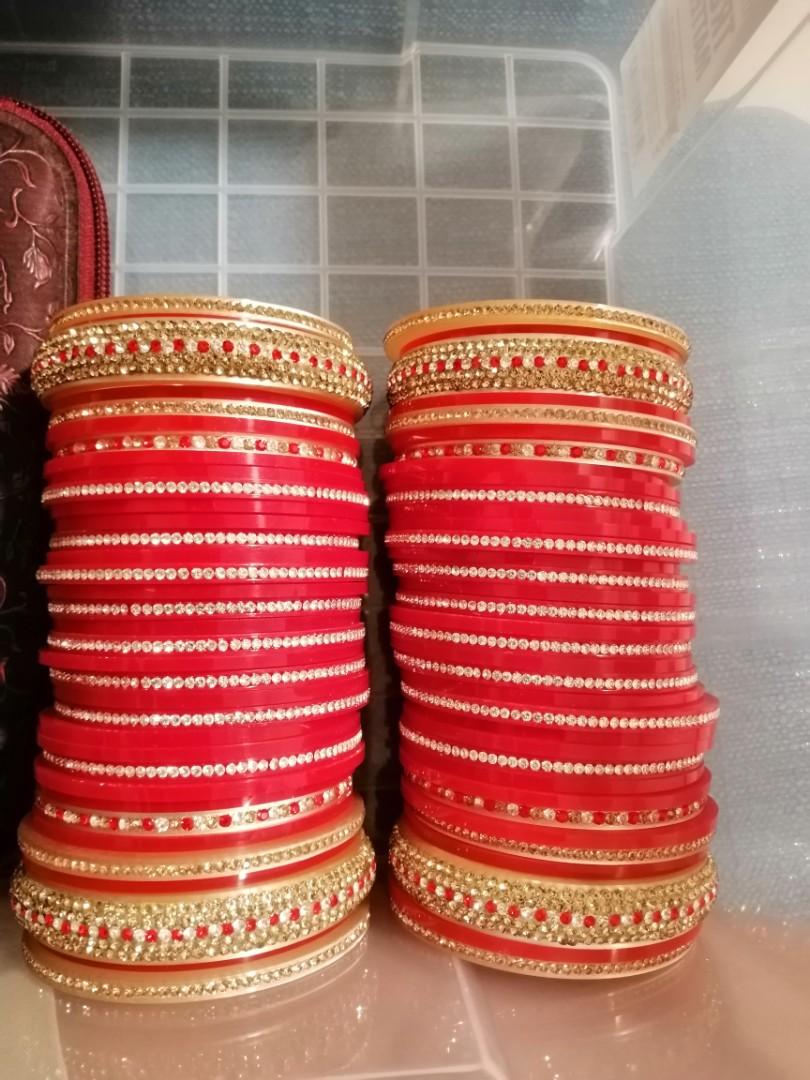 Traditional red wedding bangles Women s Fashion Jewelry