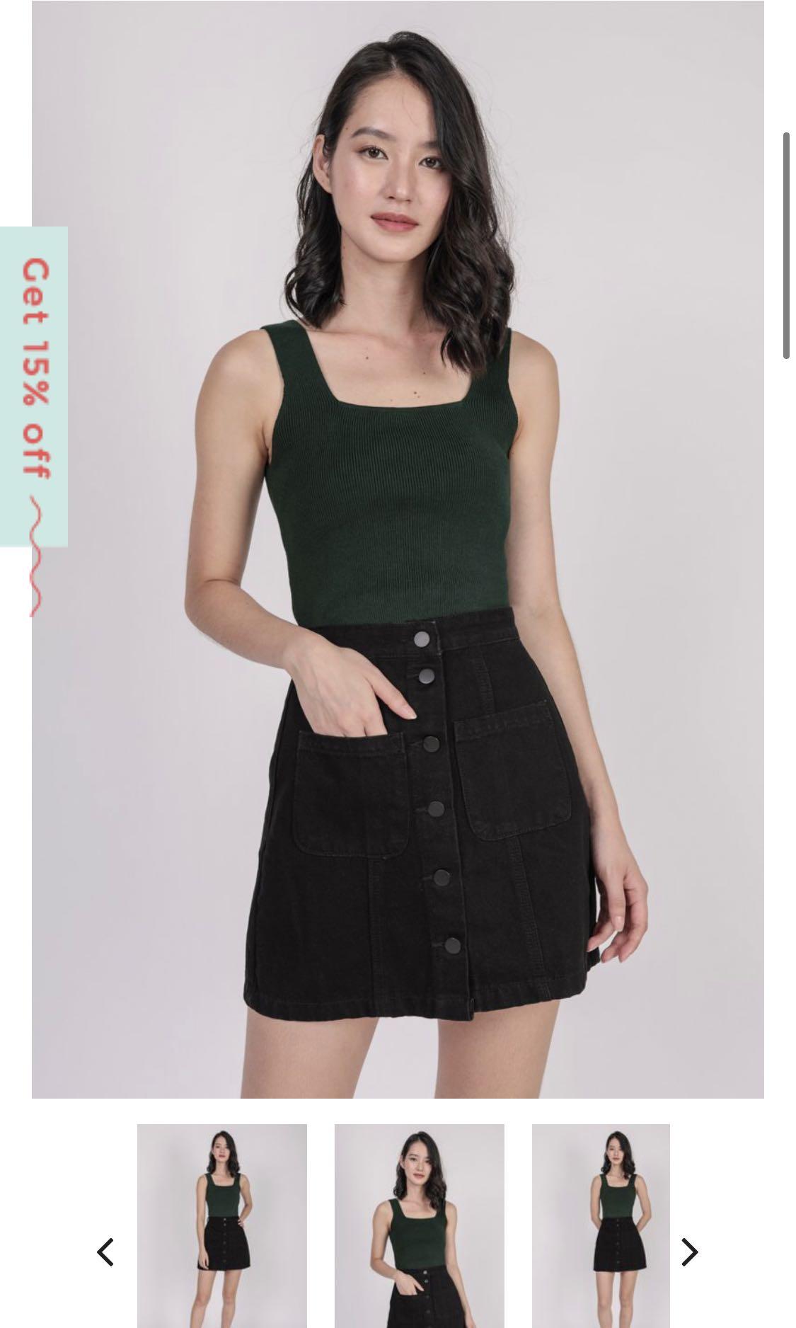 Button down denim skirt black clearance