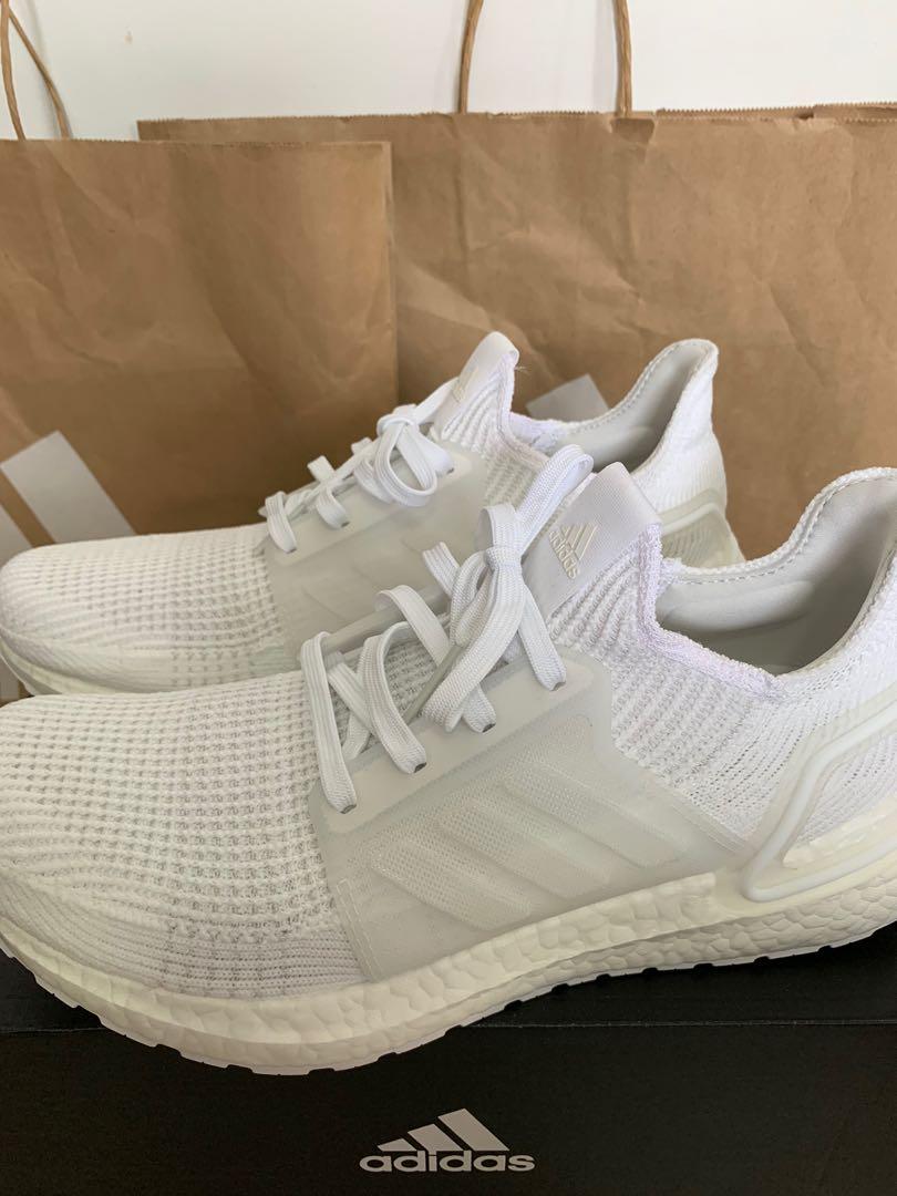Ultraboost 19 Triple White Men S Fashion Footwear Sneakers On Carousell Ultraboost 19 Triple White Men S Fashion Footwear Sneakers On Carousell