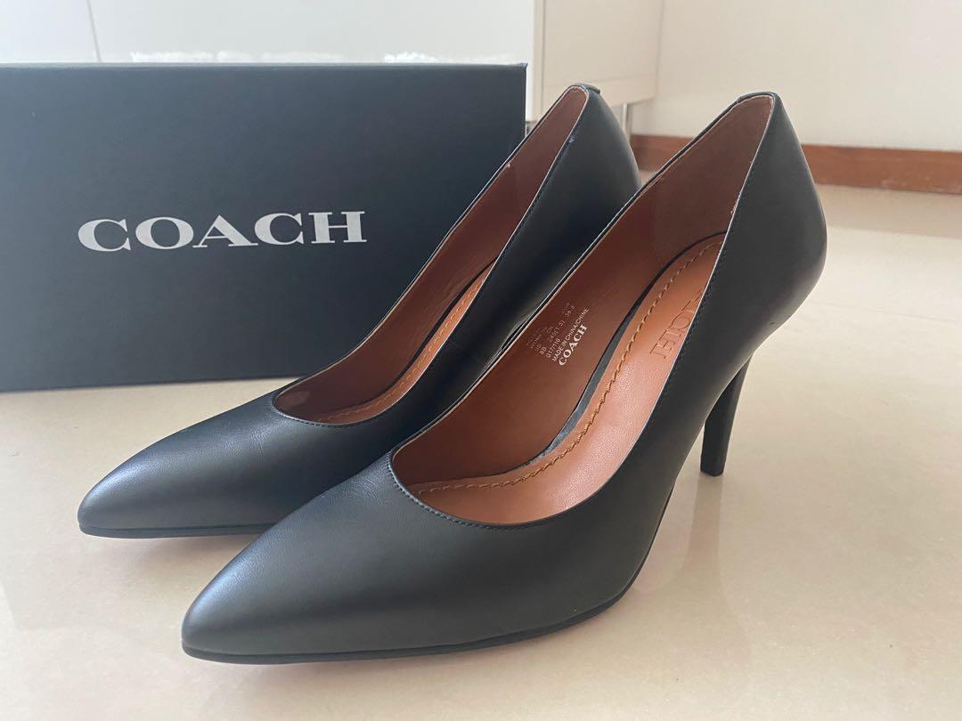 Unworn COACH pointed toe heels (100mm), black, Fashion, Footwear, on Carousell