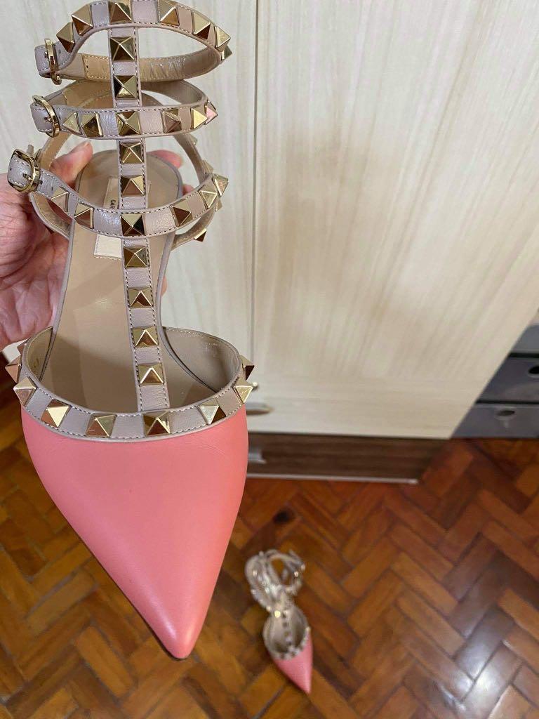 Light pink cheap valentino rockstud shoes