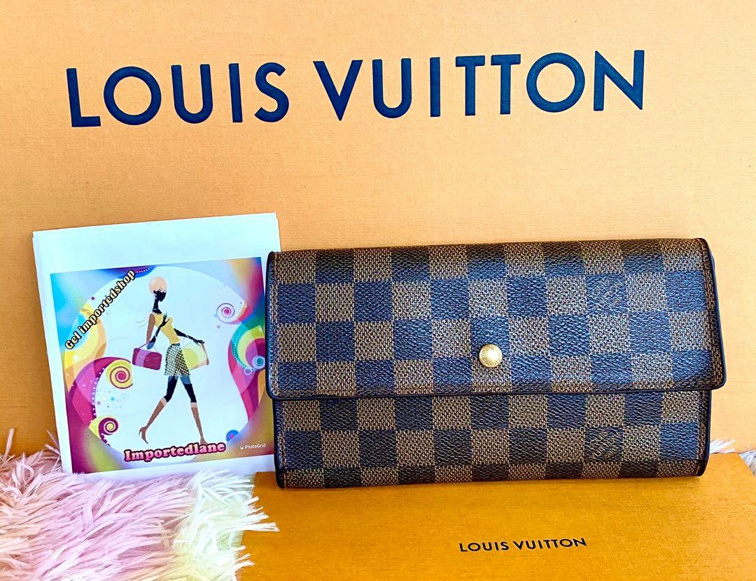 VGUC 100% AUTH LOUIS VUITTON DAMIER EBENE SARAH TRIFOLD WALLET