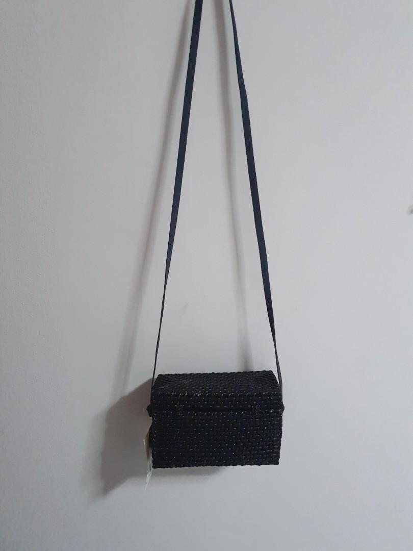 Zara black straw bag top