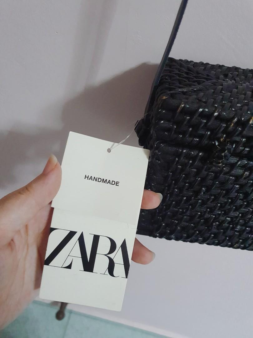 Black straw bag zara store