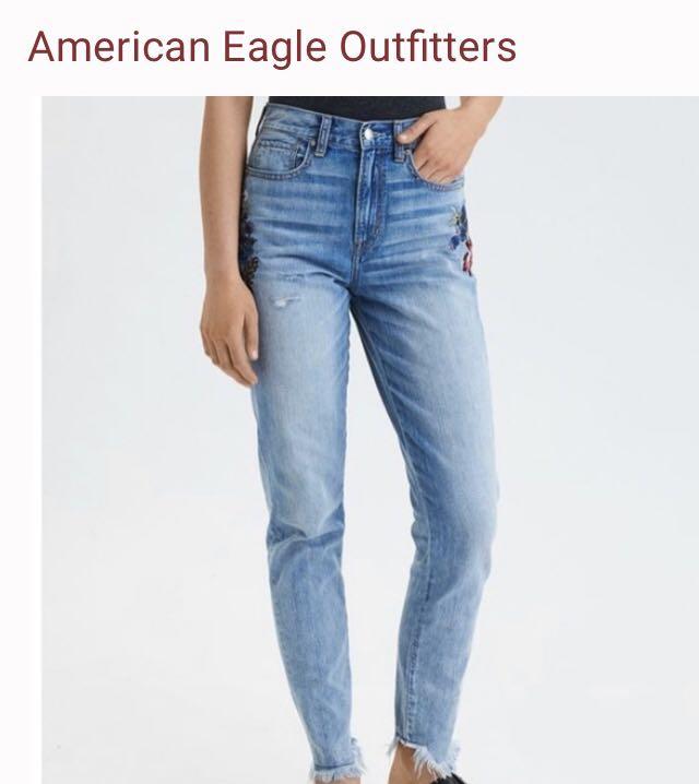 American eagle top embroidered mom jeans