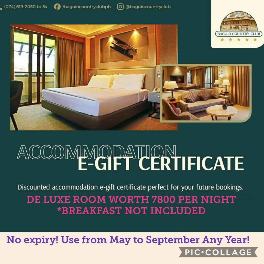 BAGUIO COUNTRY CLUB E GIFT CERTIFICATE, Tickets & Vouchers, Vouchers on